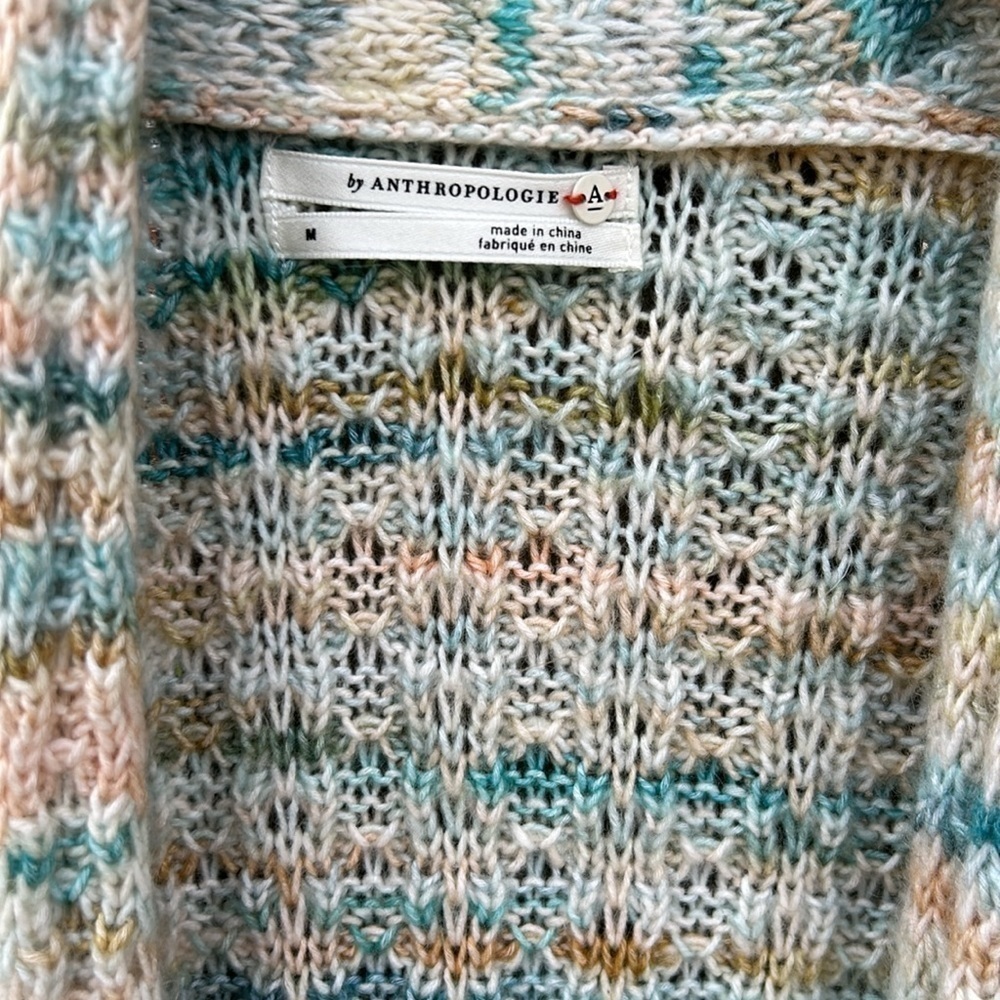 Anthropologie Space-Dyed Longline Cardigan Sweater Size M Bohemian Cottagecore - Picture 7 of 12